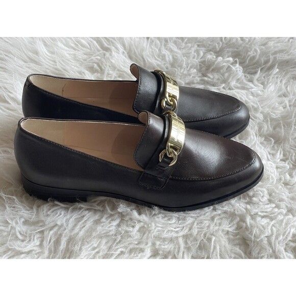 Karl Lagerfeld Women’s Size 6 Cabana Brown Loafers Flats Gold Chain NWOB - Picture 3 of 13
